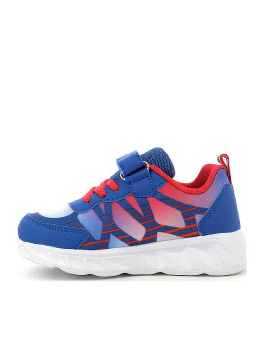 Spiderman Spiderman Παιδικά Sneakers Ανατομικά με Σκρατς & Φωτάκια Μπλε