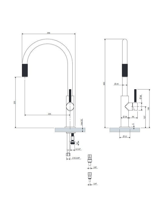 Omnires Kitchen Faucet Counter Copper