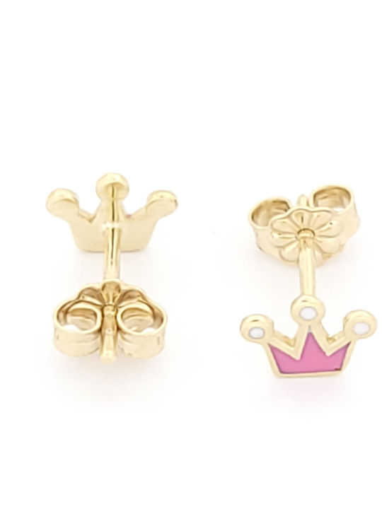 Kids Earrings Studs Crowns Made of 9K Gold