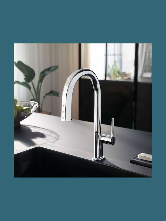 Hansgrohe Μπαταρία Κουζίνας Πάγκου με Ντουζ Ασημί