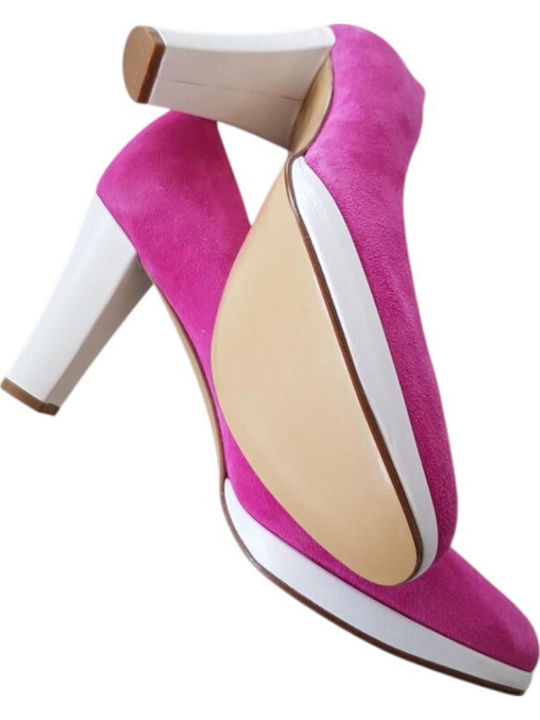 Suede Heels with High Heel Fuchsia
