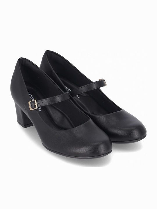 Pumps mit Riemen und Mittelhohem Absatz in Schwarz