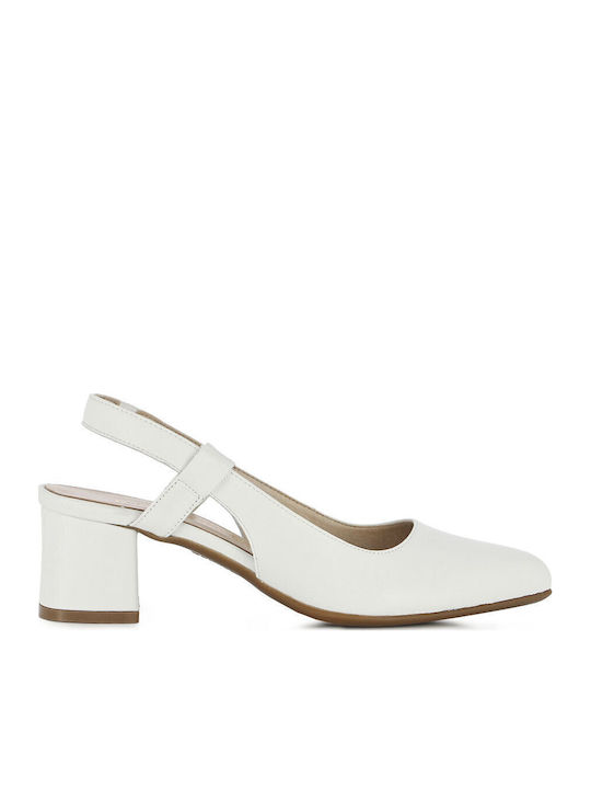 Leather Heels with Medium Heel White