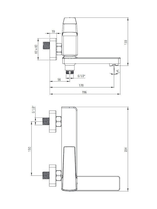 Deante Thermostatische Badewannenmischbatterie Schwarze