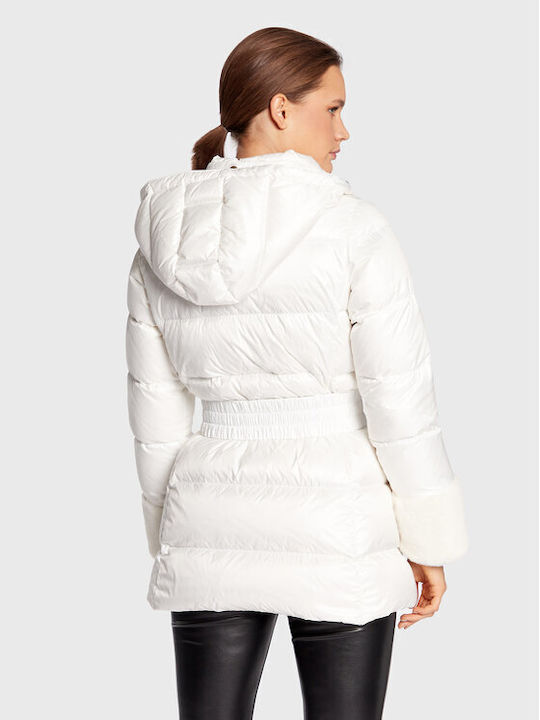 Langes Damenjacke für Winter Weiß