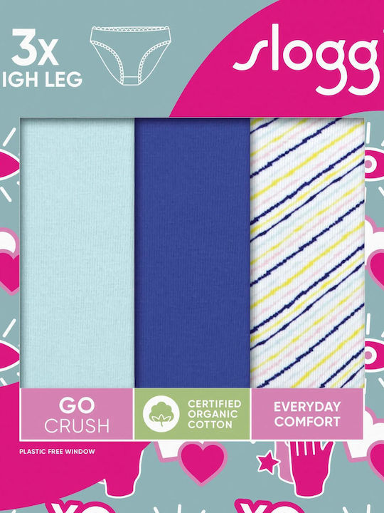 Cotton Women's Briefs 3Pack Light Blue Blue Printed
