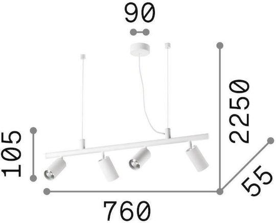 Ideal Lux Dynamite Spot with 4 Lights and with Socket GU10 in Black Color