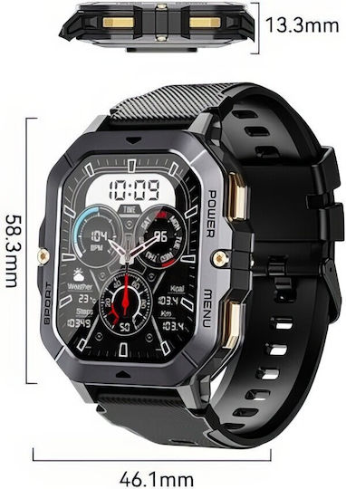 Cubot C28 Aluminum Smartwatch with Heart Rate Monitor Black