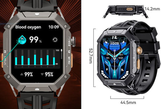 Cubot X1 Aluminium Smartwatch mit Herzfrequenzsensoren Schwarz