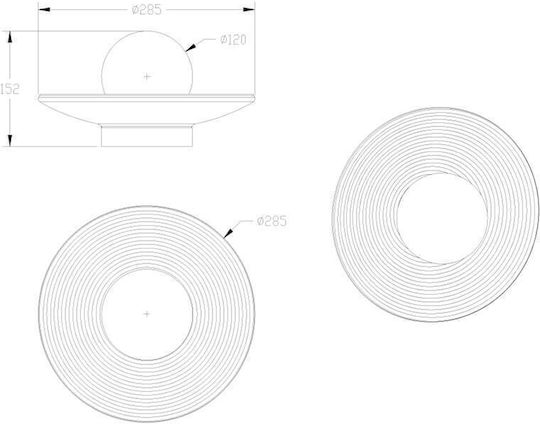 Sun Light Modern Wall Lamp with E27 Socket 28.5cm