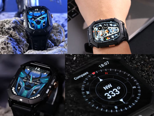 Cubot X1 Aluminium Smartwatch mit Herzfrequenzsensoren Schwarz