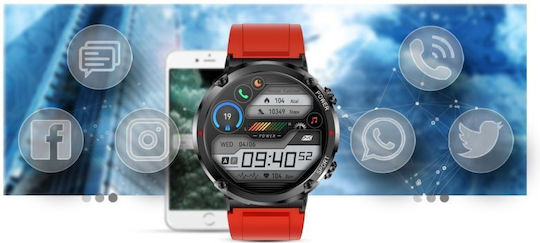Ceas Inteligent Gravity Pentru Bărbați Smartwatch Gravity Gt21-6 Bk Rd Bk