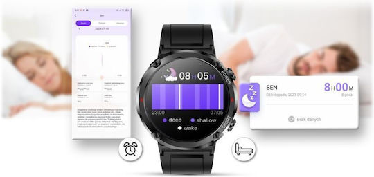 Ceas Inteligent Gravity Pentru Bărbați Smartwatch Gravity Gt21-6 Bk Rd Bk