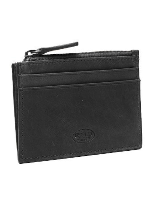 Leather Men's Card Wallet with RFID Black