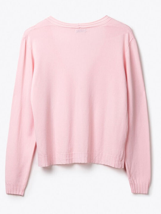 Κοντή Γυναικεία Πλεκτή Ζακέτα Pink