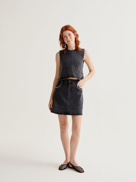 Denim Skirt Black