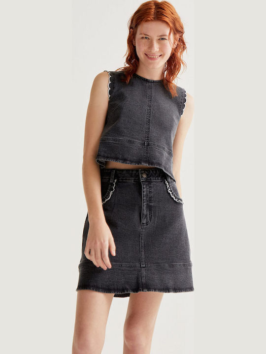 Denim Skirt Black