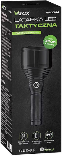 Vayox Pro Φακός LED με Μέγιστη Φωτεινότητα 3000lm