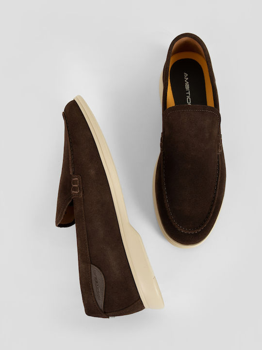 Suede Ανδρικά Loafers σε Καφέ Χρώμα