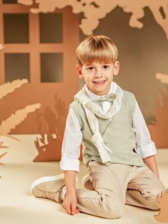 Baby Bloom Βαπτιστικό Κοστούμι με Γιλέκο για Αγόρι Μπεζ