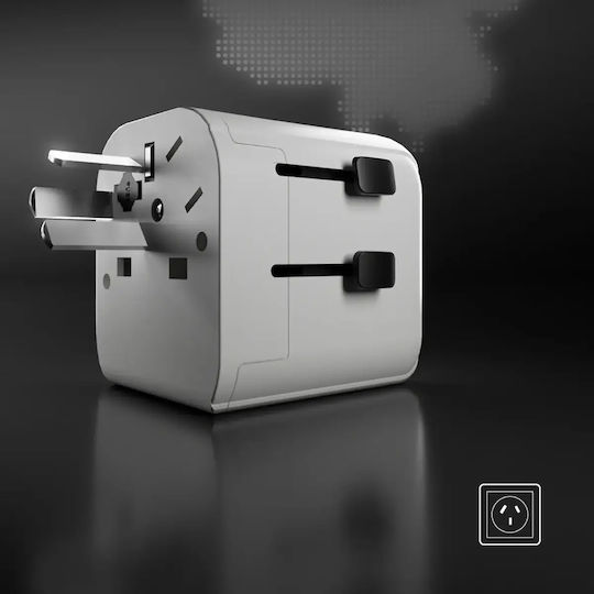 SBS Αντάπτορας Πρίζας από Universal σε Universal με 2 Θύρες USB