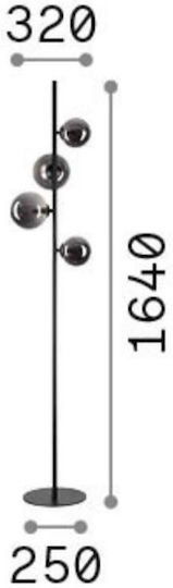 Ideal Lux Perlage Floor Lamp H164xW32cm. with Socket for Bulb G9 Orange