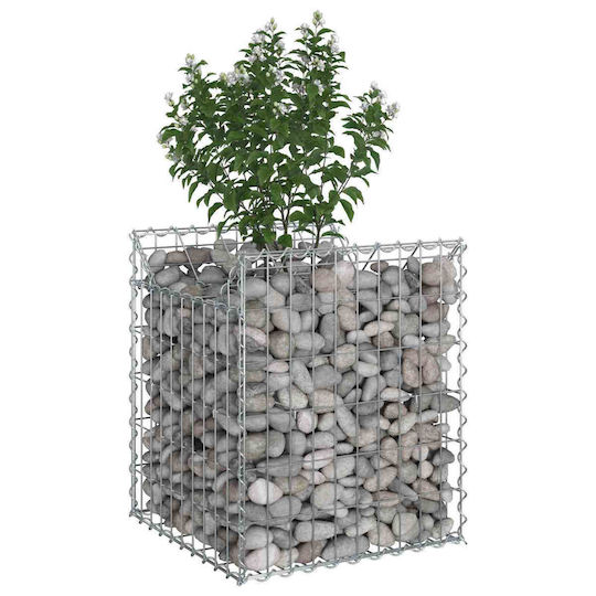 vidaXL Gabion Box Pentru Gard De Grădină Din Oțel 50x50x60 Cm Argintiu