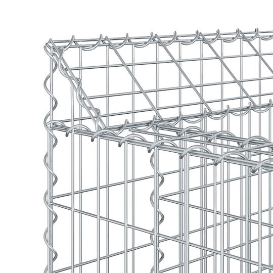 vidaXL Gabion Box Pentru Gard De Grădină Din Oțel 50x50x60 Cm Argintiu