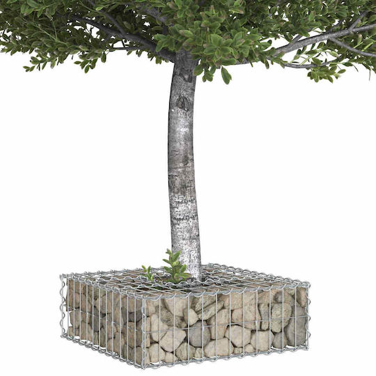 vidaXL Gabion Box Pentru Garduri De Grădină Din Oțel 60x60x20 Cm Argintiu