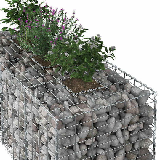 vidaXL Gabion Box Pentru Garduri De Grădină Din Oțel 140x60x55 Cm Argintiu