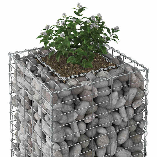 vidaXL Gabion Box Pentru Garduri De Grădină Din Oțel 50x50x80cm Argintiu