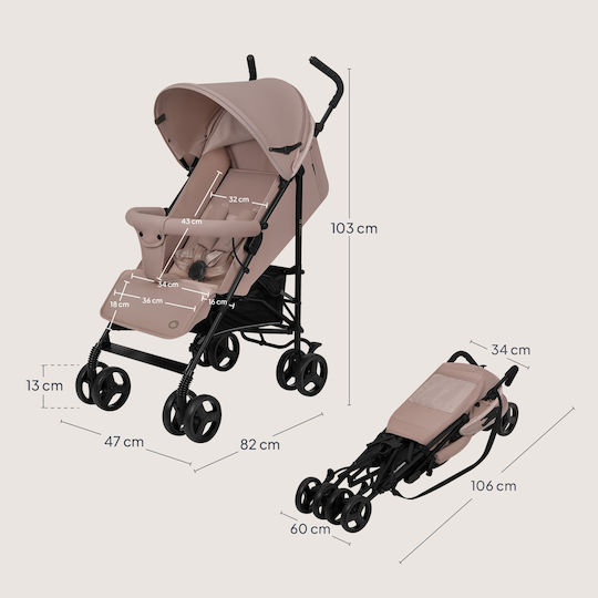 Lionelo Elia Καρότσι Μπαστούνι Kατάλληλο από 6+ Mηνών Beige Taupe