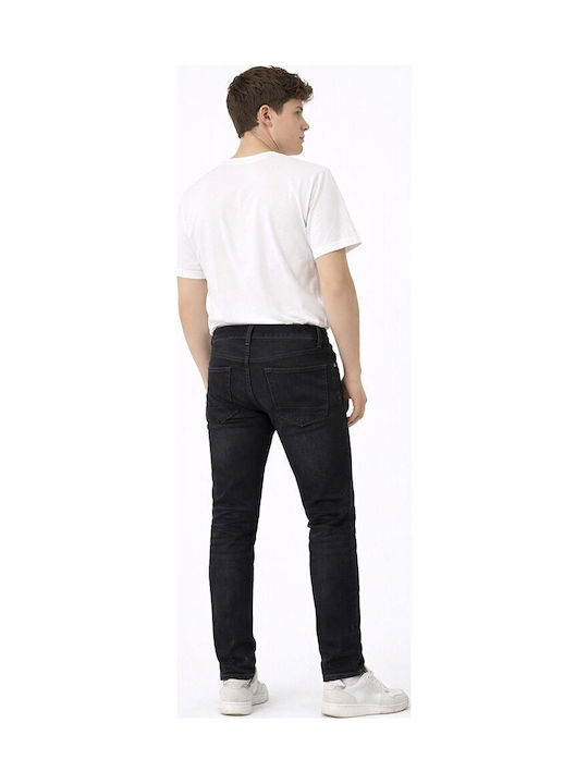 Ανδρικό Παντελόνι Τζιν Ελαστικό με Slim Straight Εφαρμογή Μαύρο