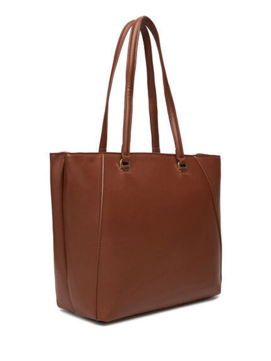 Stoff Damen Schultertasche Braun