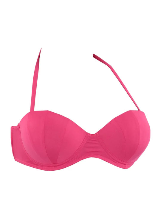 Trägerloses Bikinioberteil C Becher Fuchsie