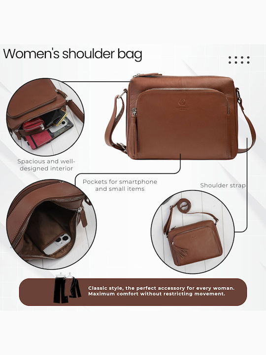 Leder Damen Schultertasche Silber