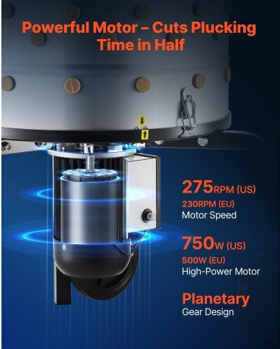 Vevor Ξεπουπουλιάστρα με Ισχύ 900W και Διάμετρο Κάδου 50cm