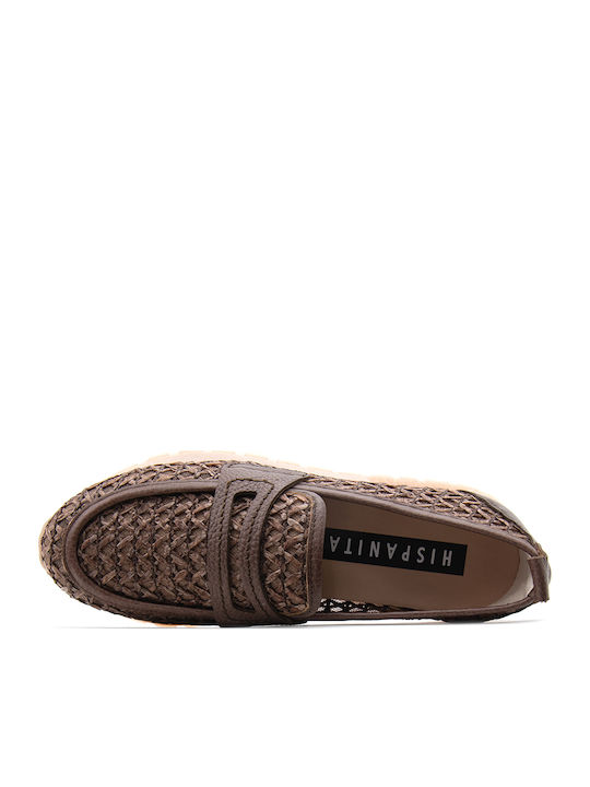 Leather Women's Loafers in Brown Colour