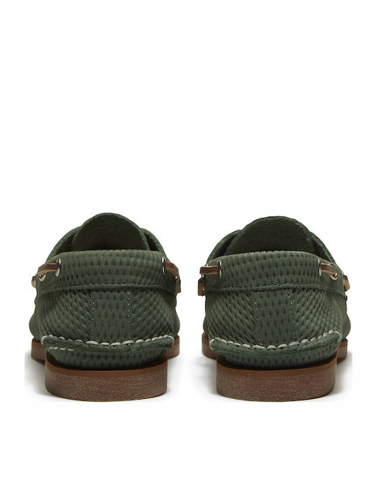 Classic Leather Women's Loafers in Green Colour