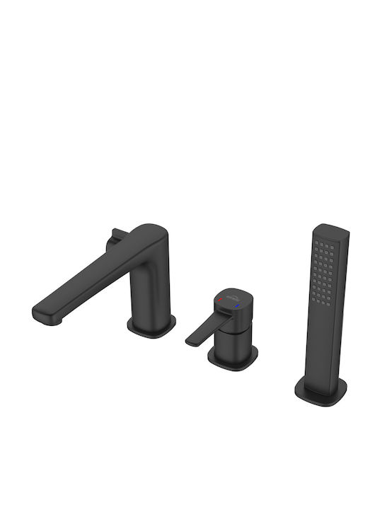 Invena Mischbatterie für Badewanne Thermostatisch Komplettes Set Schwarze
