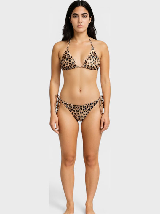 Set Bikini Τριγωνάκι & Brazil Animal Print Μαύρο