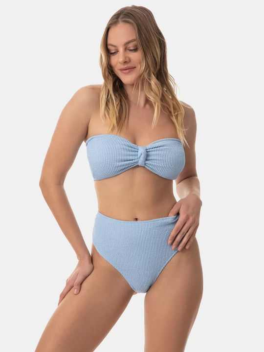 Set Bikini Hohe Taille Hellblau