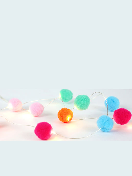 Aca Lichterkette für den Außenbereich 1.2m mit 10 Pom Pom Bällen Warmweiß