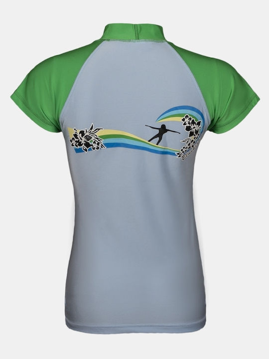Rock Club Women Short Sleeve Sun Protection Shirt Blue