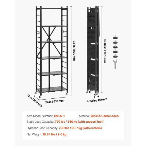 Vevor Ραφιέρα Dexion 61x30.5x182.9εκ. με 6 Ράφια Συνολικής Αντοχής 340kg