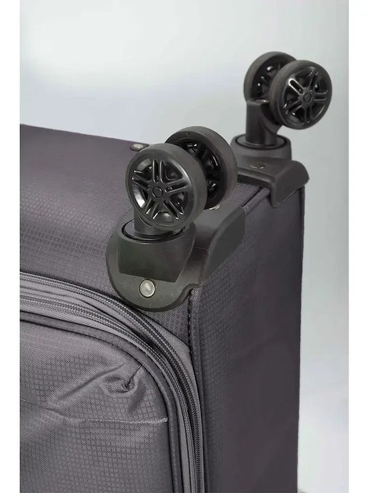 Benzi Medium Fabric Gray Travel Suitcase with 4 Wheels Height 68cm