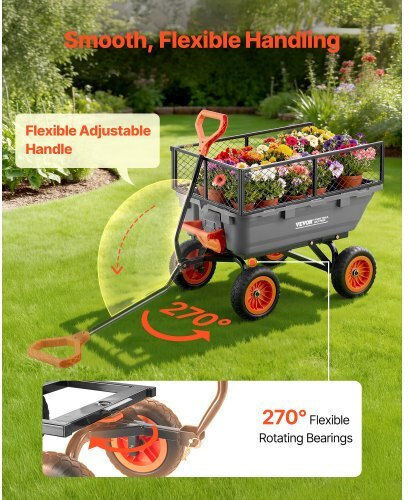 Dump Garden Cart for Log Transport Plastic with Maximum Load Capacity 362kg