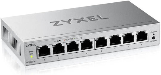 Zyxel GS1200-8V3-EU0101F v3 Managed L2 Switch with 8 Gigabit (1Gbps) Ethernet Ports