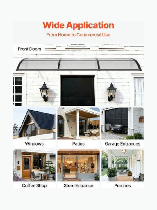 Vevor Polycarbonate Capony Roof for Door and Window P117xB38cm