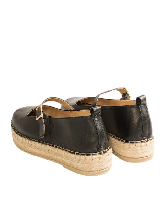 Leather Women's Espadrilles in Black Colour
